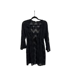 Coast Coast Black Boho Resort Swim Beach Coverup Vacation Knit Tie Front Small